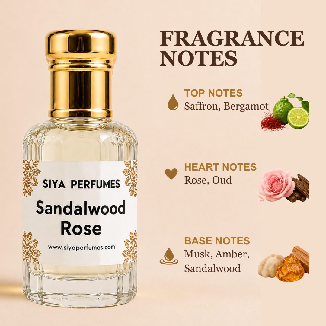 12ml Sandal Rose Pure Undiluted Perfume Oil / Attar Roll On