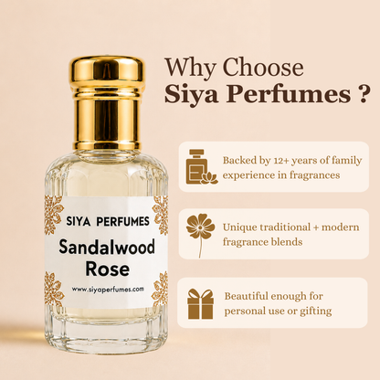 12ml Sandal Rose Pure Undiluted Perfume Oil / Attar Roll On