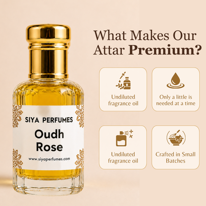 12ml Oud Rose Pure Undiluted Perfume Oil / Attar Roll On