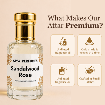 12ml Sandal Rose Pure Undiluted Perfume Oil / Attar Roll On