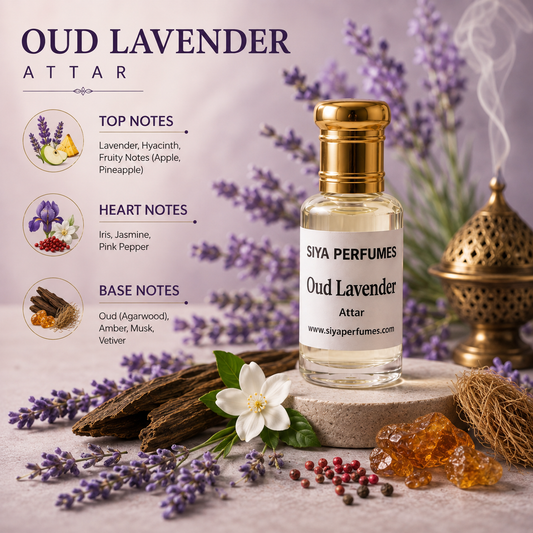 12ml Oudh Lavender Pure Undiluted Perfume Oil / Attar Roll On