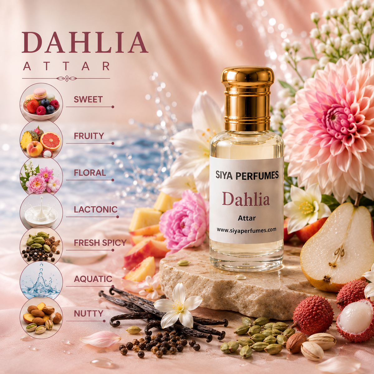 12ml Dahlia Pure Undiluted Perfume Oil / Attar Roll On